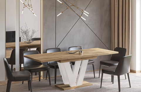 Esstisch ausziehbar mit Kaschmir / Beige Tischbeinen