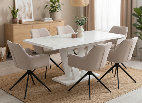 Esstisch ausziehbar - Weiß einfarbig (Uni)