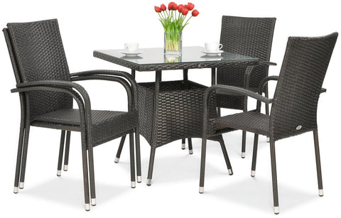 Focus Garden Gartenmöbel-Set FIESTA/LUGO 4+1 Polyrattan Braun 80x80 cm