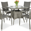 Focus Garden Gartenmöbel-Set FIESTA/LUGO 4+1 Polyrattan Grau 80x80 cm