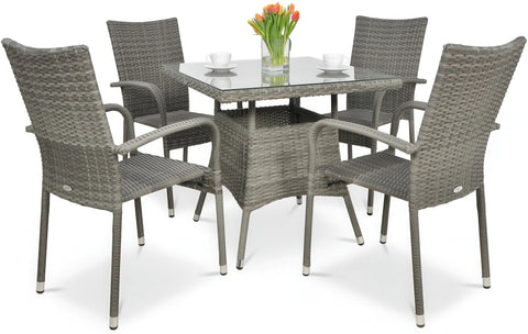 Focus Garden Gartenmöbel-Set FIESTA/LUGO 4+1 Polyrattan Grau 80x80 cm