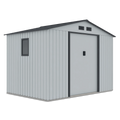 Hardmaister Gerätehaus Hudson 277x191 cm Hellgrau - Wartungsfreies Metall-Gartenhaus mit Satteldach