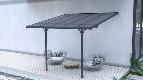 Hardmaister Alu Carport Atlanta 3,1x3m Kaltgrau Terrassenüberdachung Polycarbonat