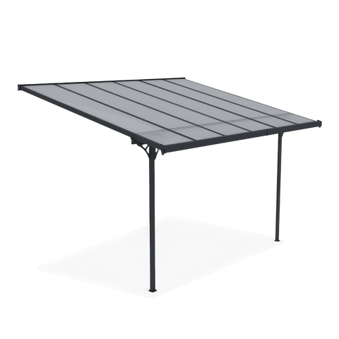 Hardmaister Carport Atlanta 3,7x3m Kaltgrau Terrassenüberdachung aus Aluminium und Polycarbonat