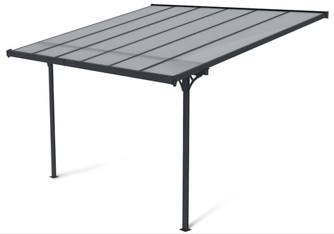 Hardmaister Carport Atlanta 3,7x3m Kaltgrau Terrassenüberdachung aus Aluminium und Polycarbonat
