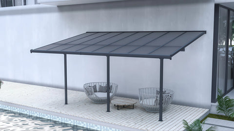 Hardmaister Carport Atlanta 3x5m Kaltgrau Terrassenüberdachung aus Aluminium & Polycarbonat