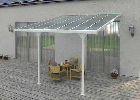 Hardmaister Carport Atlanta 3,7x3m Weiß - Aluminium Terrassenüberdachung mit Polycarbonat-Dach