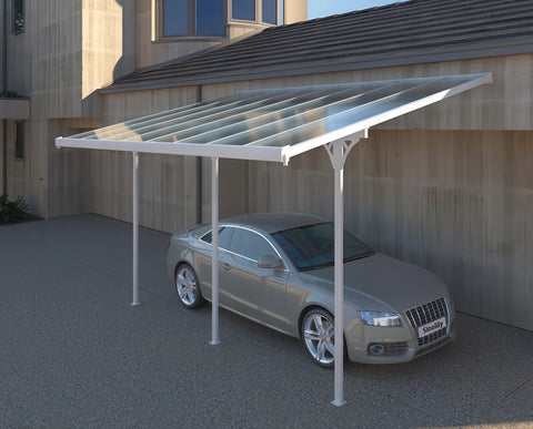 Hardmaister Carport Atlanta 3x5m Weiß - Aluminium Terrassenüberdachung mit Polycarbonat-Dach