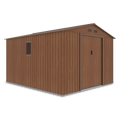 Hardmaister Metall-Gerätehaus Hudson 277x319 cm Walnuss Gartenschuppen mit Satteldach