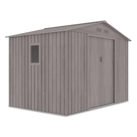 Hardmaister Metall Gerätehaus Hudson 277x191 cm Grau-Eiche Satteldach Gartenschuppen