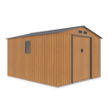 Hardmaister Metall Gerätehaus Hudson 277x319 cm Eiche-Grau - Satteldach & Schiebetür