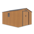 Hardmaister Metall Gerätehaus Hudson 277x319 cm Eiche-Grau - Satteldach & Schiebetür