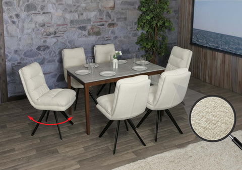 6er-Set Esszimmerstuhl G66 ohne Armlehne, weiß - boucle von HWC bei coso-home