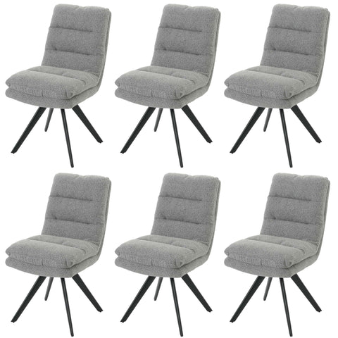 6er-Set Esszimmerstuhl G66 ohne Armlehne, grau - boucle von HWC bei coso-home
