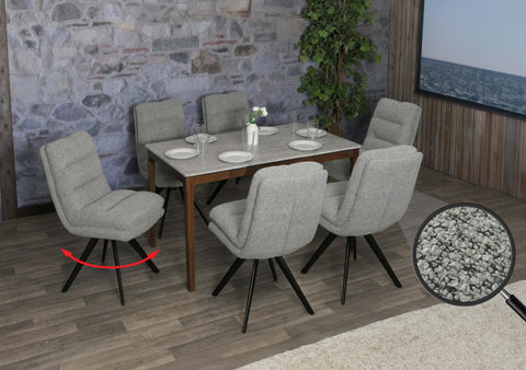 6er-Set Esszimmerstuhl G66 ohne Armlehne, grau - boucle von HWC bei coso-home