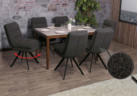 6er-Set Esszimmerstuhl G66 ohne Armlehne, dunkelgrau - boucle von HWC bei coso-home