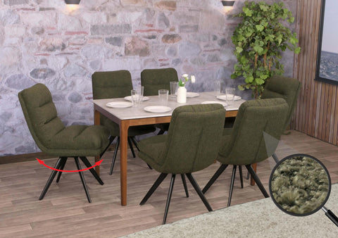 6er-Set Esszimmerstuhl G66 ohne Armlehne, grün - boucle von HWC bei coso-home