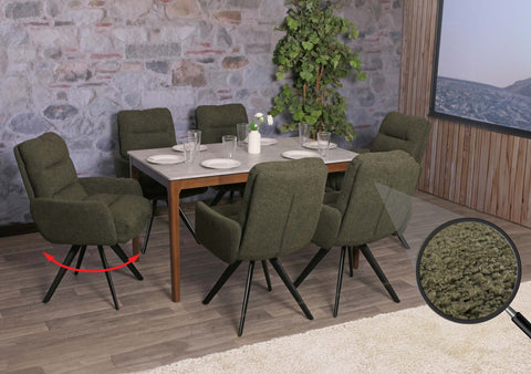 6er-Set Esszimmerstuhl G66 mit Armlehne, grün - boucle von HWC bei coso-home