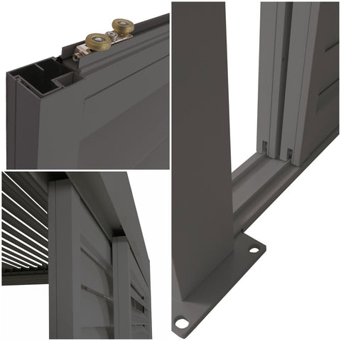 Aluminium Pergola 3x3m Anthrazit mit 6 Schiebetüren & Lamellendach | Wasserdicht & Sturmfest