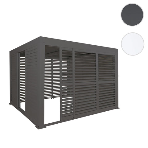 Aluminium Pergola 3x3m Anthrazit mit 6 Schiebetüren & Lamellendach | Wasserdicht & Sturmfest