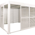 Alu Pergola 3x3m Weiß mit 6 Schiebetüren & 6 Lamellenpaneelen | Pavillon Terrassenüberdachung wetterfest