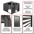 Premium Alu Pergola 3x4m Anthrazit - Lamellendach & 7 Schiebetüren Pavillon