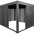 Premium Alu Pergola 3x4m Anthrazit - Lamellendach & 7 Schiebetüren Pavillon