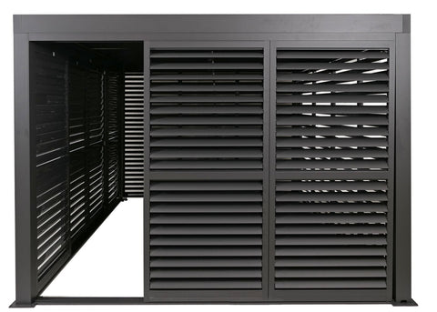 Premium Alu Pergola 3x4m Anthrazit - Lamellendach & 7 Schiebetüren Pavillon