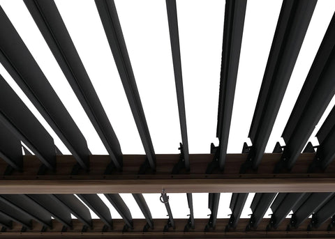 Aluminium Pergola 3x3m Braun Holz-Optik - Pavillon mit Lamellendach & Regenrinne