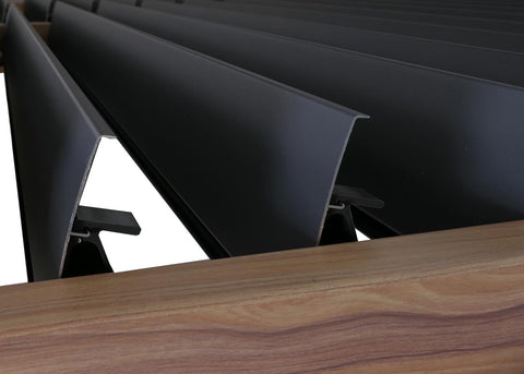 Aluminium Pergola 3x4m Braun Holz-Optik - Pavillon mit Lamellendach & Regenrinne