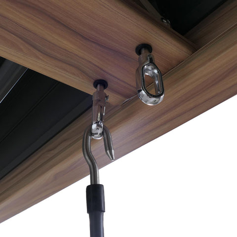 Aluminium Pergola 3x3m mit Lamellendach & 4 Seitenwänden | Braun Holz-Optik / Anthrazit