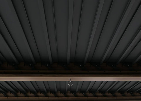 Aluminium Pergola 3x3m mit Lamellendach & 4 Seitenwänden | Braun Holz-Optik / Anthrazit