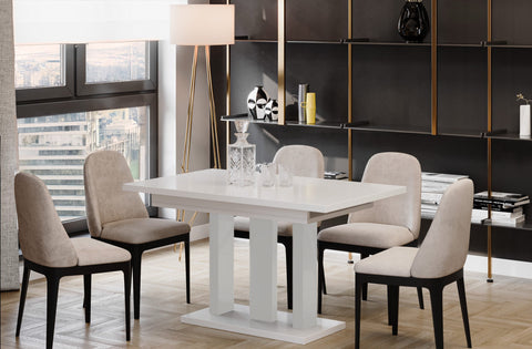Ausziehbarer Esstisch "Appia White" 130-210cm (Weiß Hochglanz) von Endo-Möbel bei coso-home