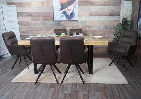 6er-Set Esszimmerstuhl G66 mit Armlehne, braun von HWC bei coso-home