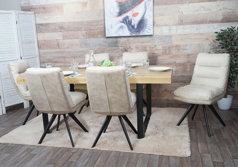 6er-Set Esszimmerstuhl G66 ohne Armlehne, Creme von HWC bei coso-home