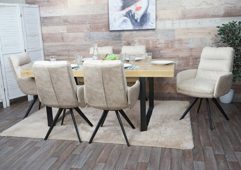 6er-Set Esszimmerstuhl G66 mit Armlehne, Creme von HWC bei coso-home