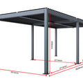 Aluminium Pergola 3x6m Grau Anthrazit – Lamellendach & Regenrinne – Gartenpavillon Sturmfest