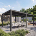 Aluminium Pergola 3x6m Grau Anthrazit – Lamellendach & Regenrinne – Gartenpavillon Sturmfest