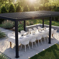 Aluminium Pergola 3x6m Grau Anthrazit – Lamellendach & Regenrinne – Gartenpavillon Sturmfest