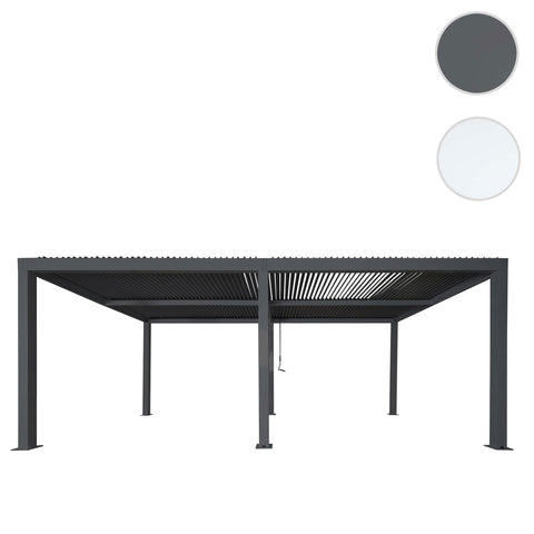 Aluminium Pergola 3x6m Grau Anthrazit – Lamellendach & Regenrinne – Gartenpavillon Sturmfest