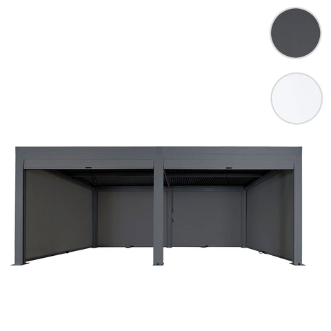 Aluminium Pergola C92 3x6m Anthrazit mit 6 Seitenwänden Lamellendach Pavillon