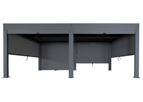 Aluminium Pergola C92 3x6m Anthrazit mit 6 Seitenwänden Lamellendach Pavillon