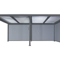 Alu-Pergola mit 3x Seitenwand, Lamellen-Pavillon, stabiles 8cm-Metall-Gestell 3x6m, Anthrazit