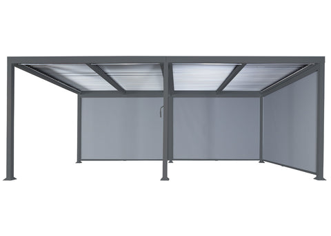 Alu-Pergola mit 3x Seitenwand, Lamellen-Pavillon, stabiles 8cm-Metall-Gestell 3x6m, Anthrazit