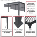 Alu Pergola 3x6m Weiß mit 6 Seitenwänden - Verstellbares Lamellendach