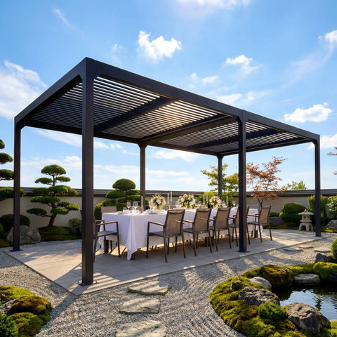 Aluminium Pergola 3x6m mit verstellbarem Lamellendach Terrassenüberdachung Anthrazit