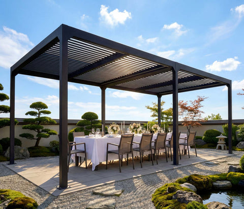 Aluminium Pergola 3x6m mit verstellbarem Lamellendach Terrassenüberdachung Anthrazit