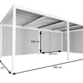 Alu-Pergola mit 3x Seitenwand, Lamellen-Pavillon, stabiles 8cm-Metall-Gestell 3x6m, Anthrazit