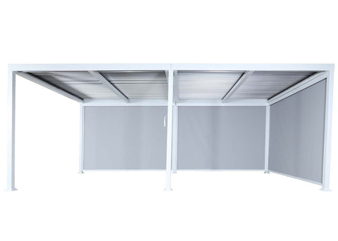 Aluminium Pergola 3x6m mit verstellbarem Lamellendach und 3 Seitenwänden - Weiß