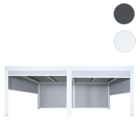 Alu Pergola 3x6m Weiß mit 6 Seitenwänden - Verstellbares Lamellendach